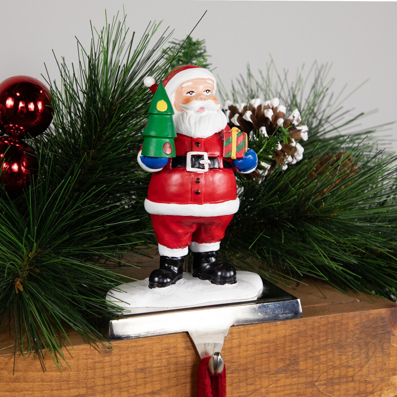Northlight 6.25" Santa Claus with Tree and Present Christmas Stocking Holder